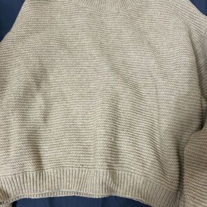 Poof! Cream Cowl Neck Sweater with Ribbed Texture